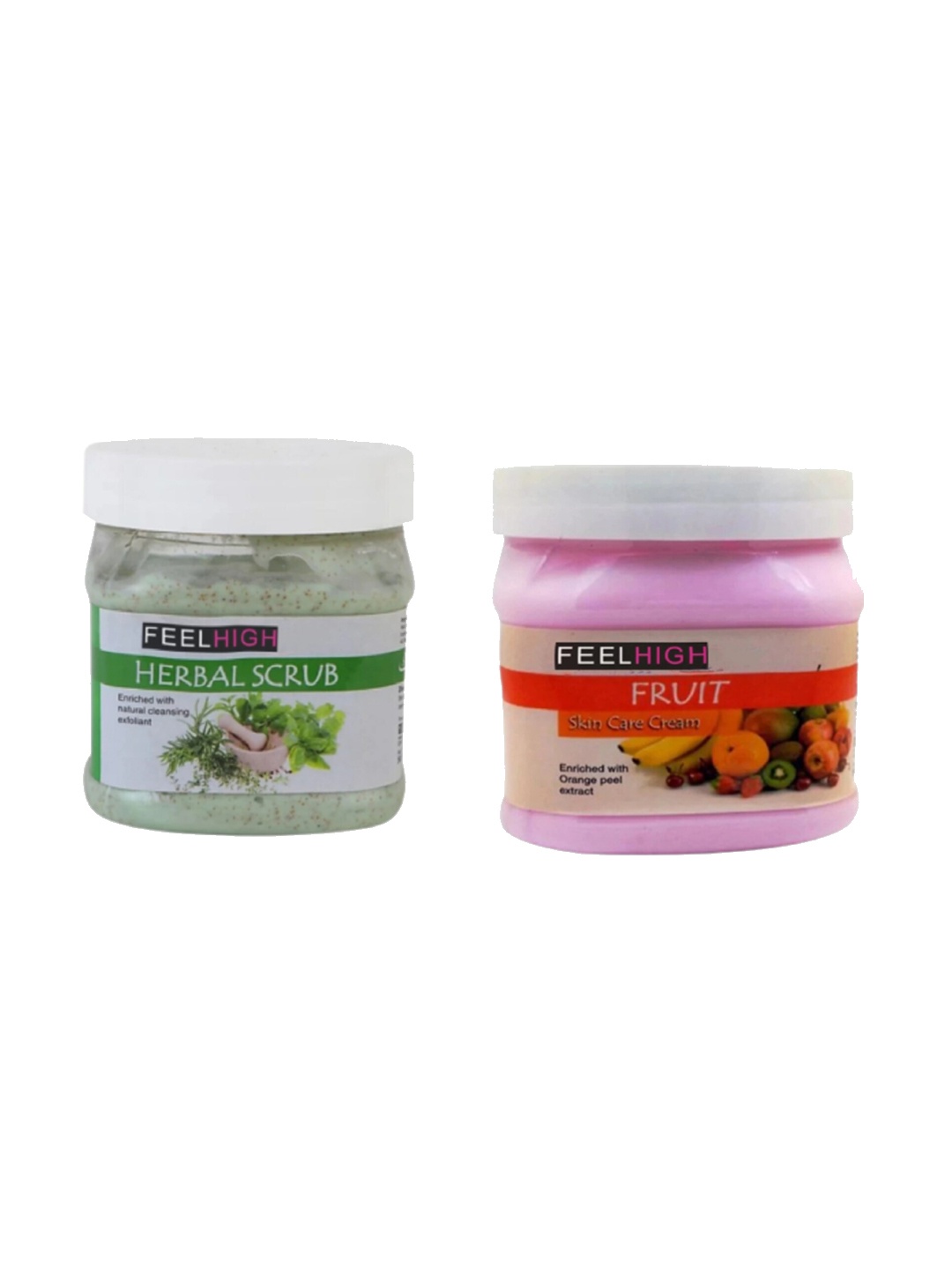

FEELHIGH Set Of 2 Herbal Scrub & Fruit Cream-500ml Each, Pink