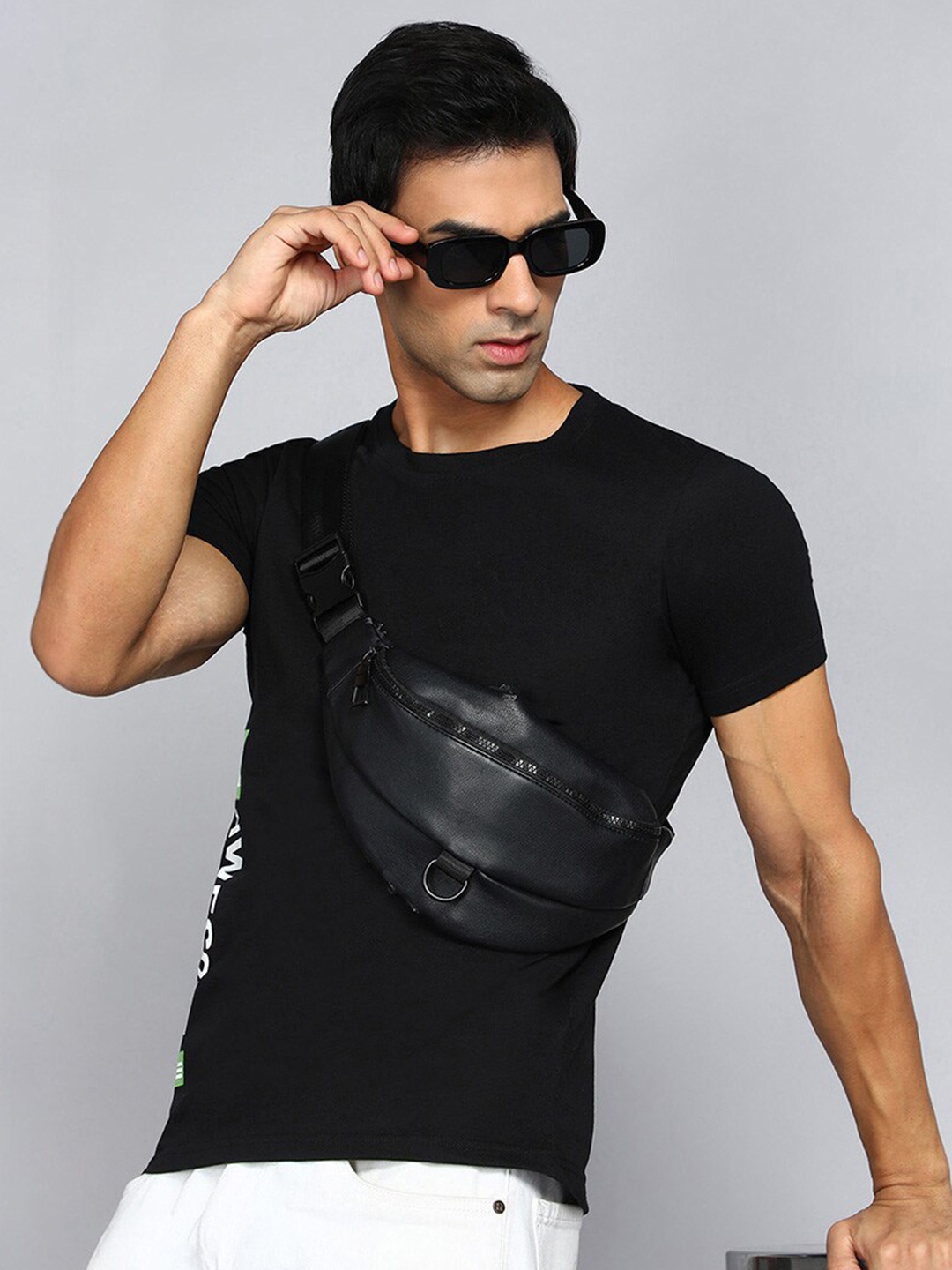 

Luke & Lilly Typography Printed Round Neck Pure Cotton Casual T-Shirt, Black
