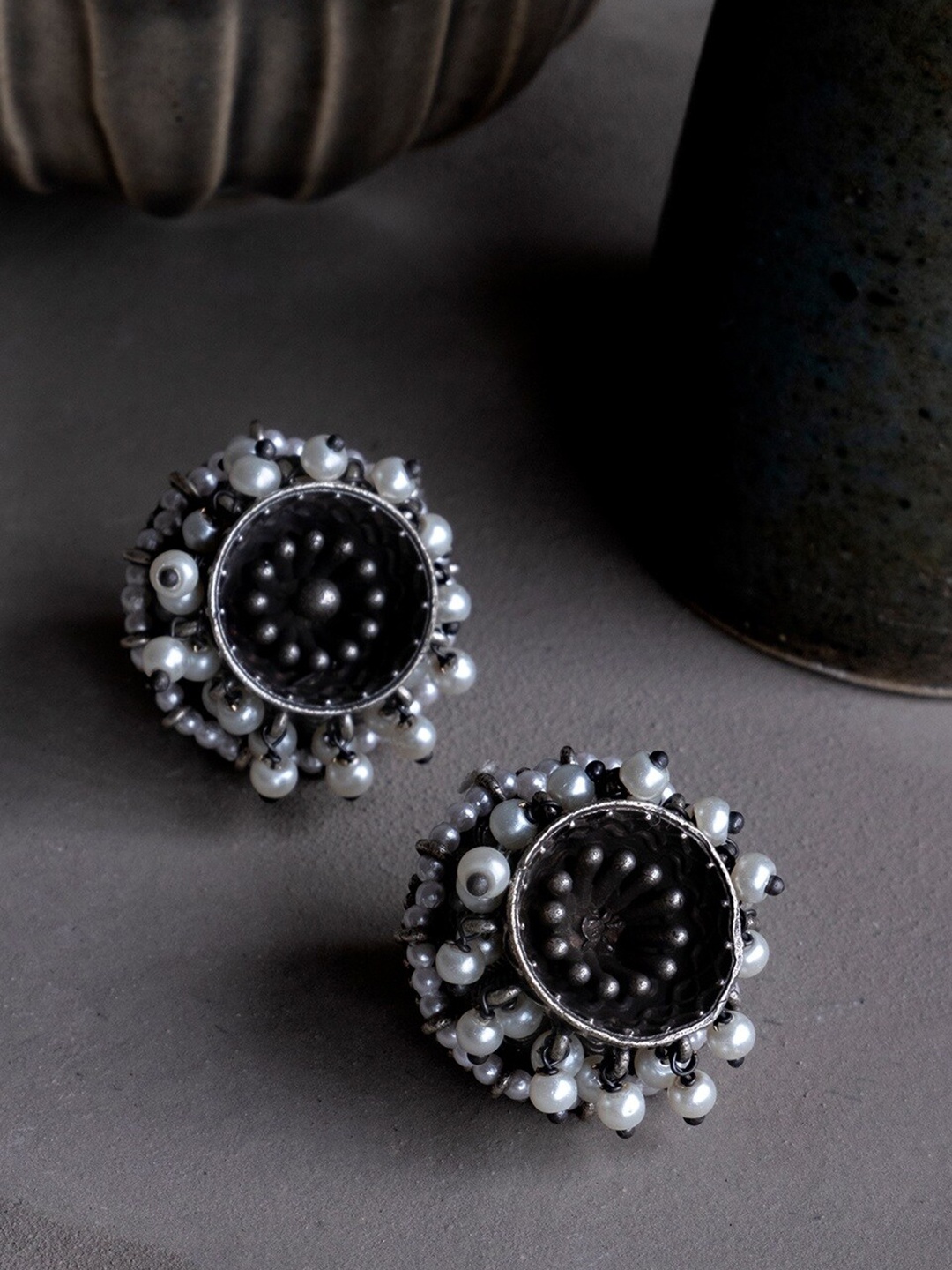 

Infuzze Silver Plated Studs Earrings, White