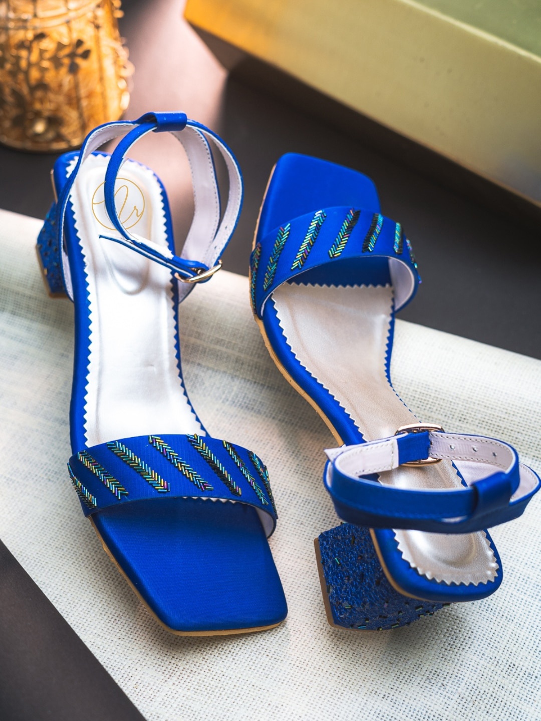 

NR By Nidhi Rathi Embellished Block Heels, Blue
