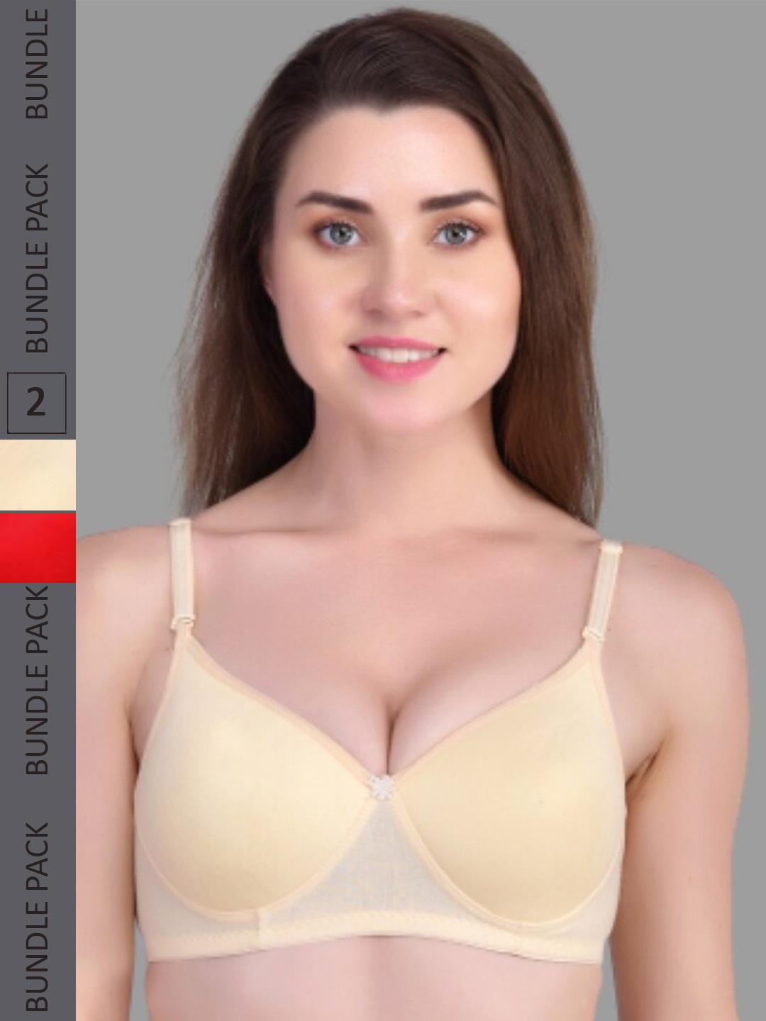 

FUNAHME Pack Of 2 Full Coverage Non Padded T-shirt Bra With All Day Comfort, Red