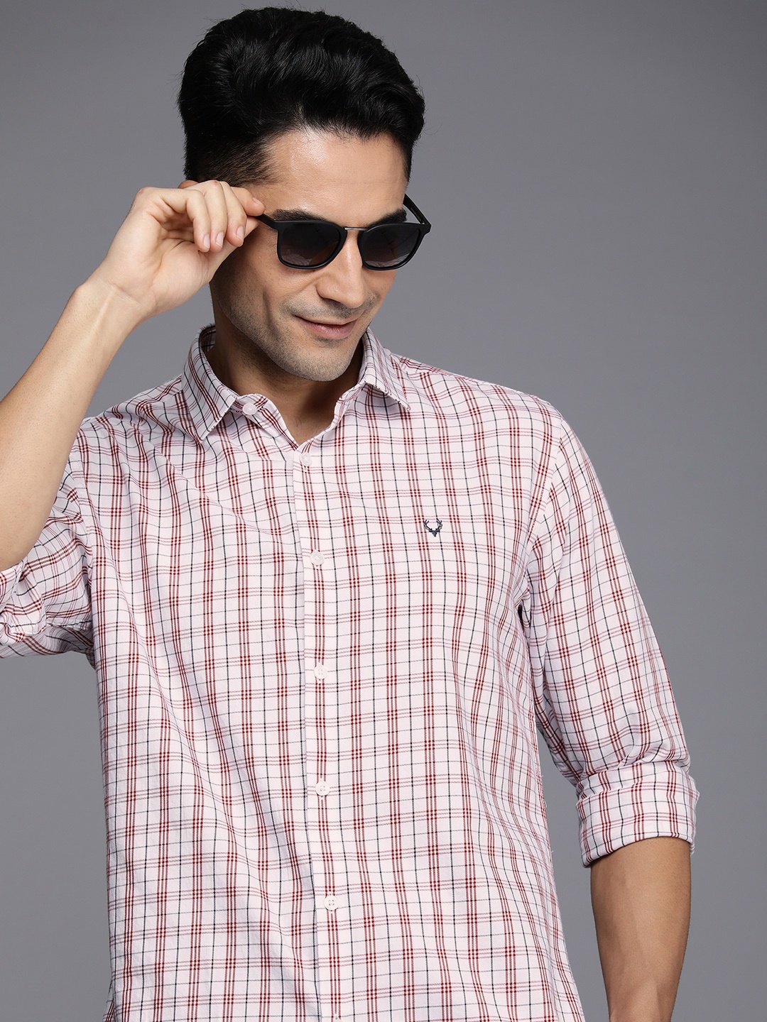 

Allen Solly Pure Cotton Checked Casual Classic Fit Shirt, White