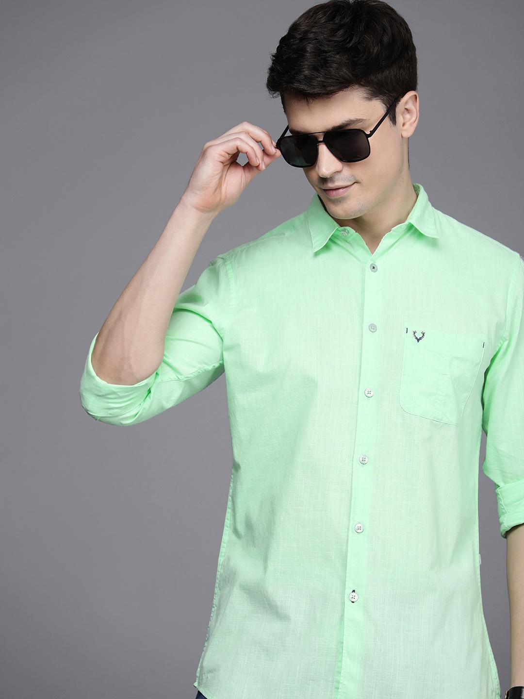 

Allen Solly Pure Cotton Modern Slim Fit Casual Shirt, Green