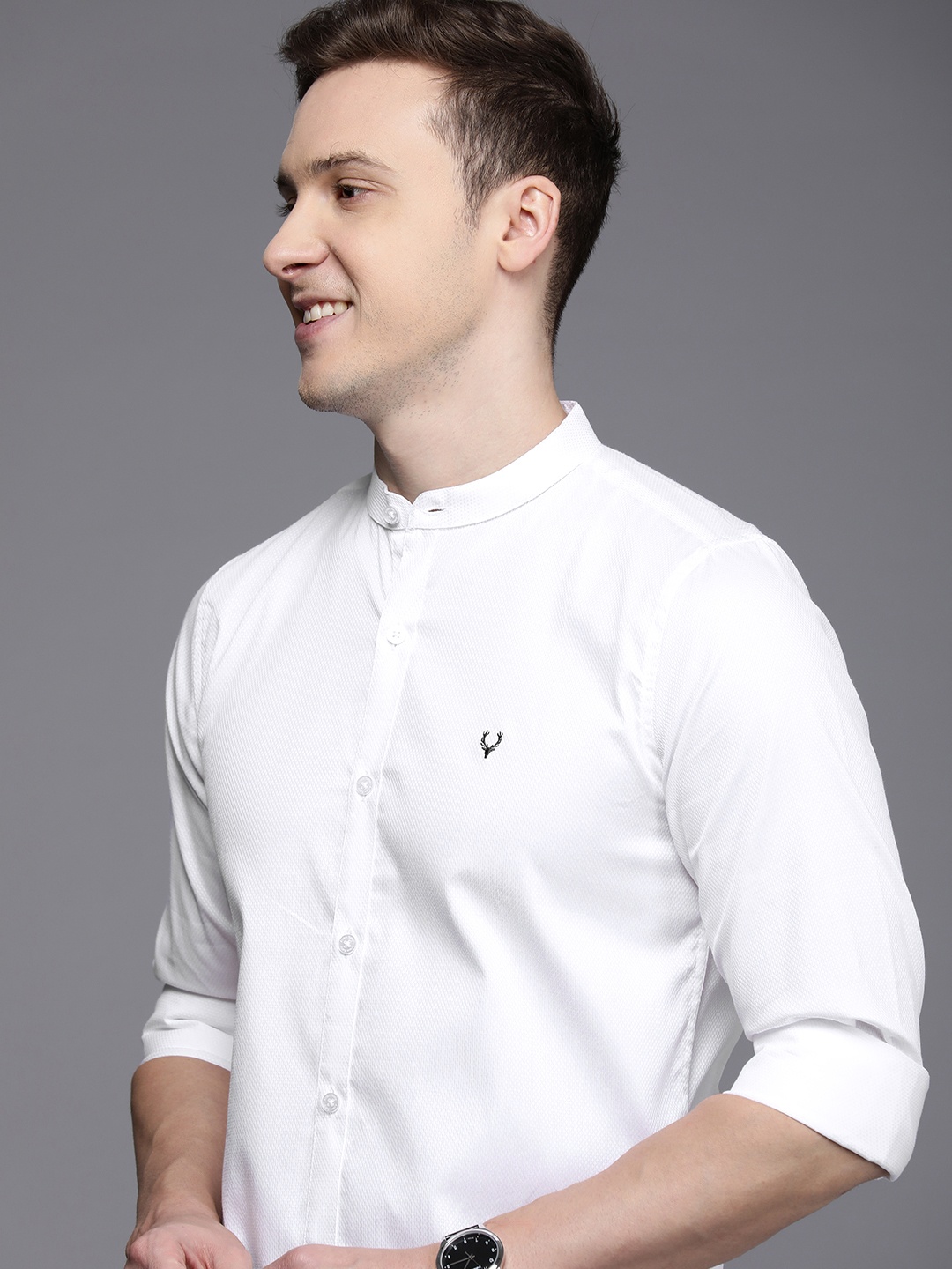 

Allen Solly Textured Modern Slim Fit Pure Cotton Casual Shirt, White