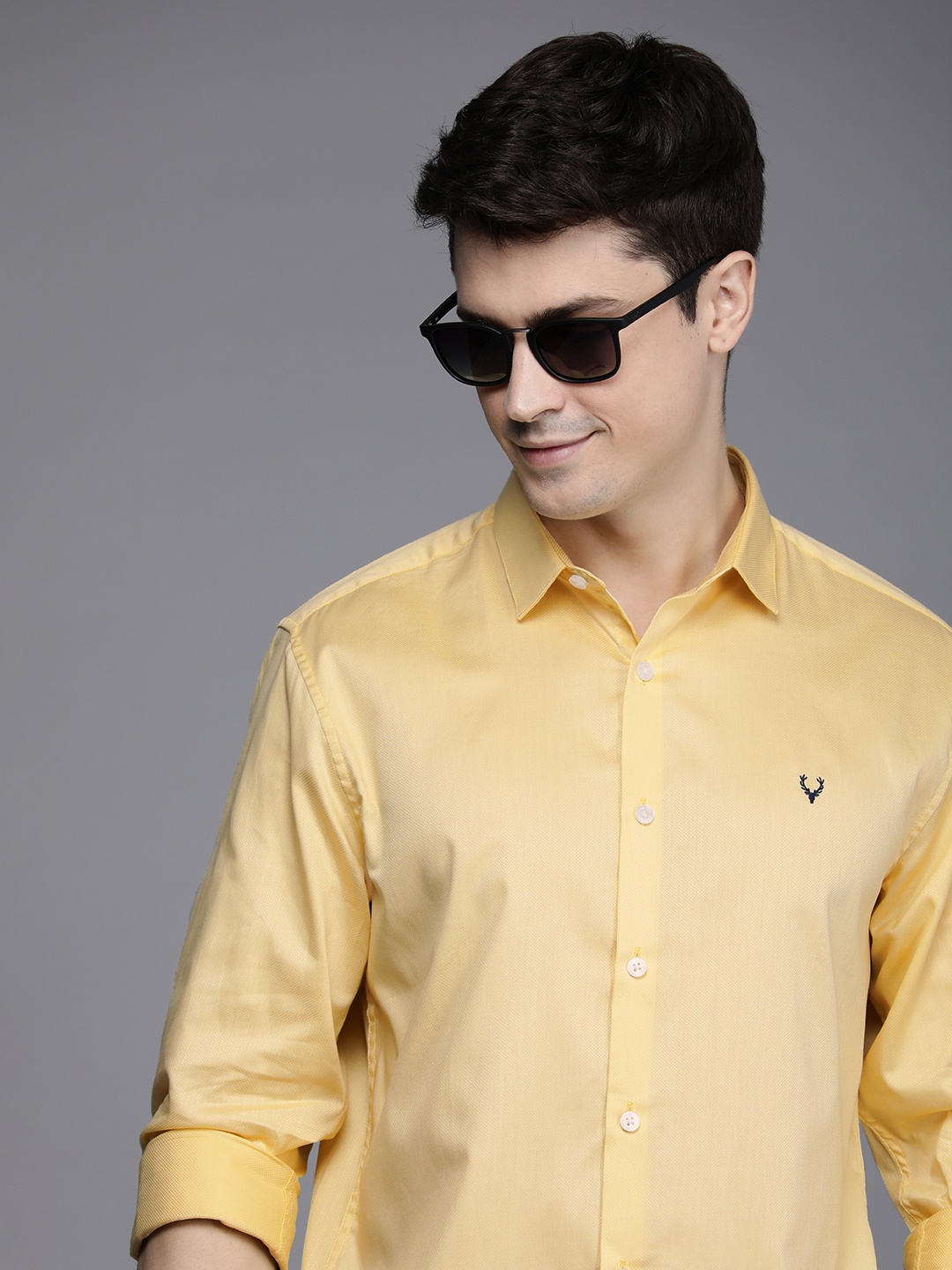 

Allen Solly Pure Cotton Textured Casual Classic Fit Shirt, Yellow