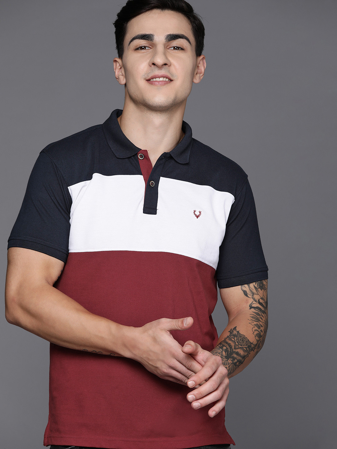 

Allen Solly Striped Polo Collar T-shirt, Maroon