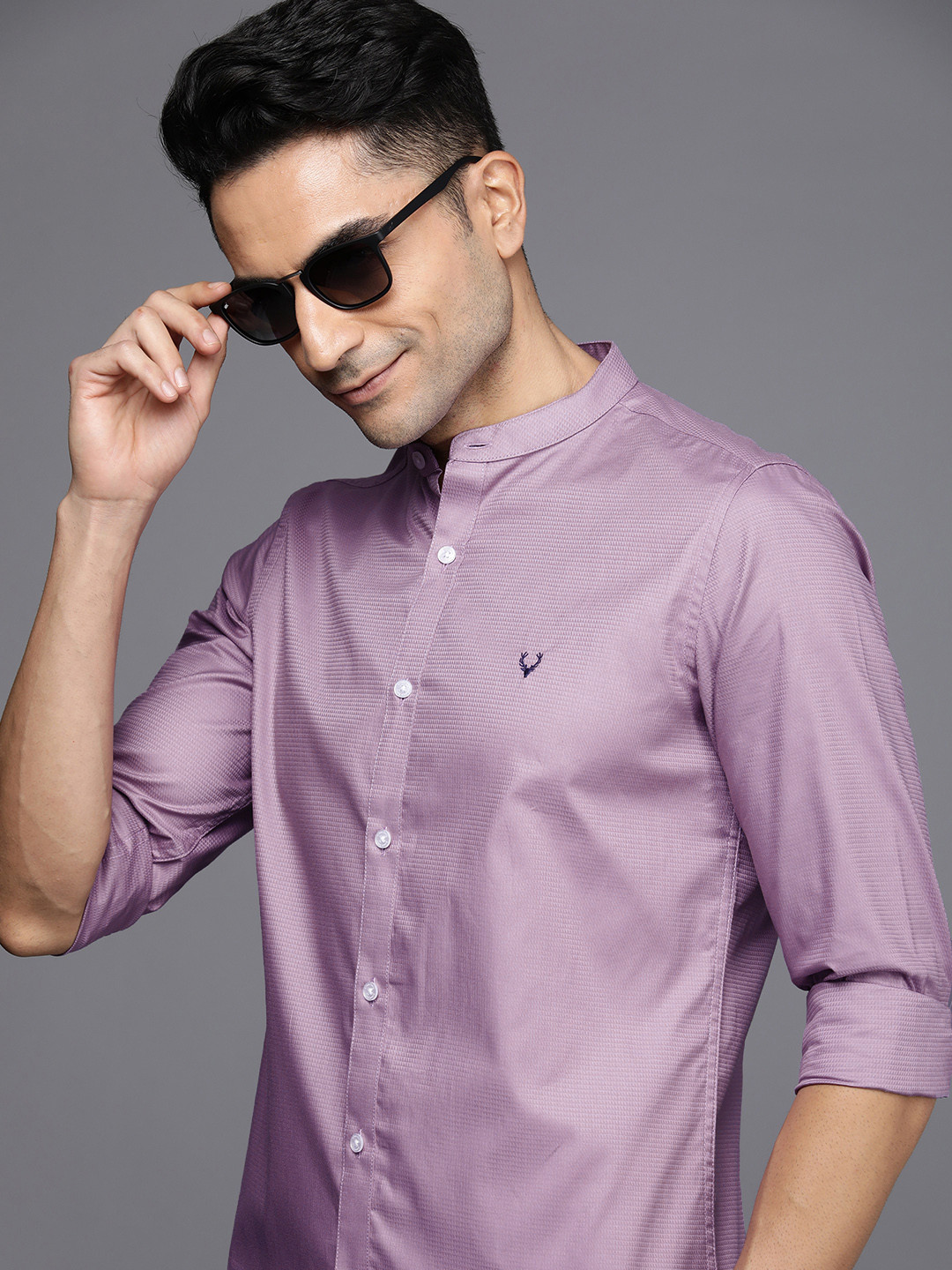 

Allen Solly Pure Cotton Self Design Textured Modern Slim Fit Opaque Casual Shirt, Lavender