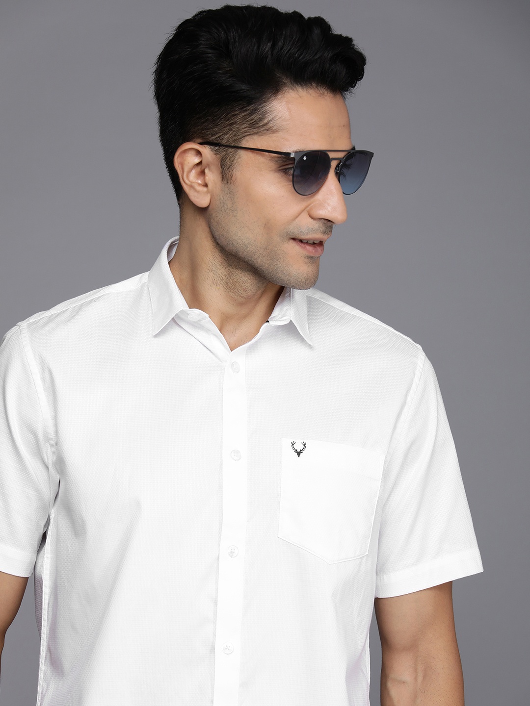 

Allen Solly Pure Cotton Self Design Textured Casual Shirt, White