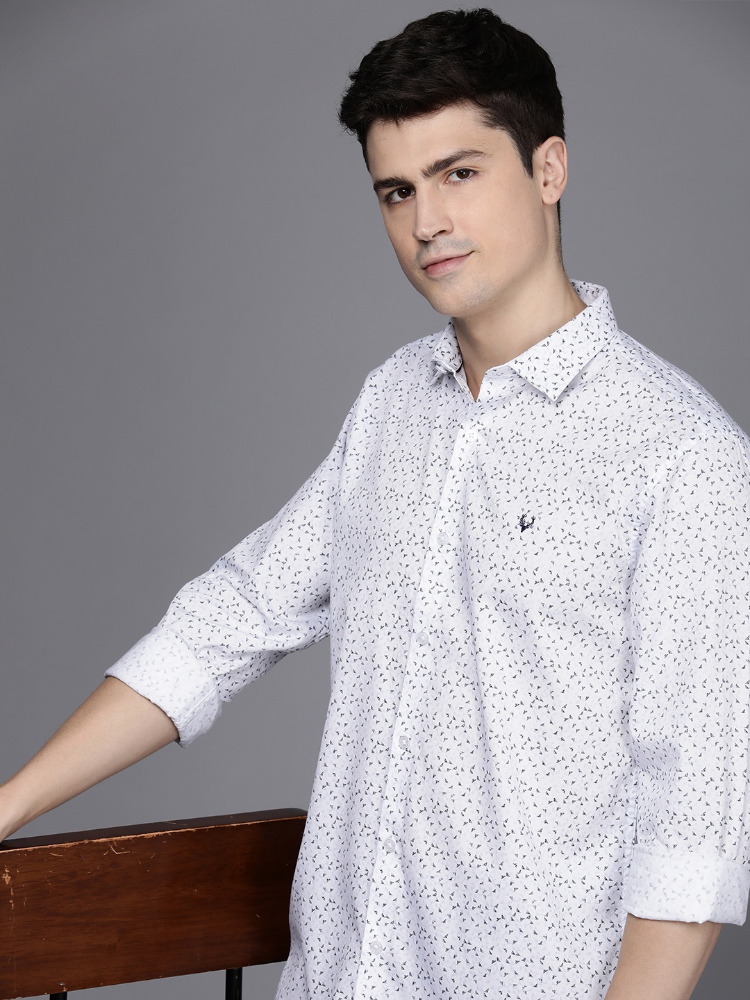 

Allen Solly Pure Cotton Geometric Printed Casual Classic Fit Shirt, White