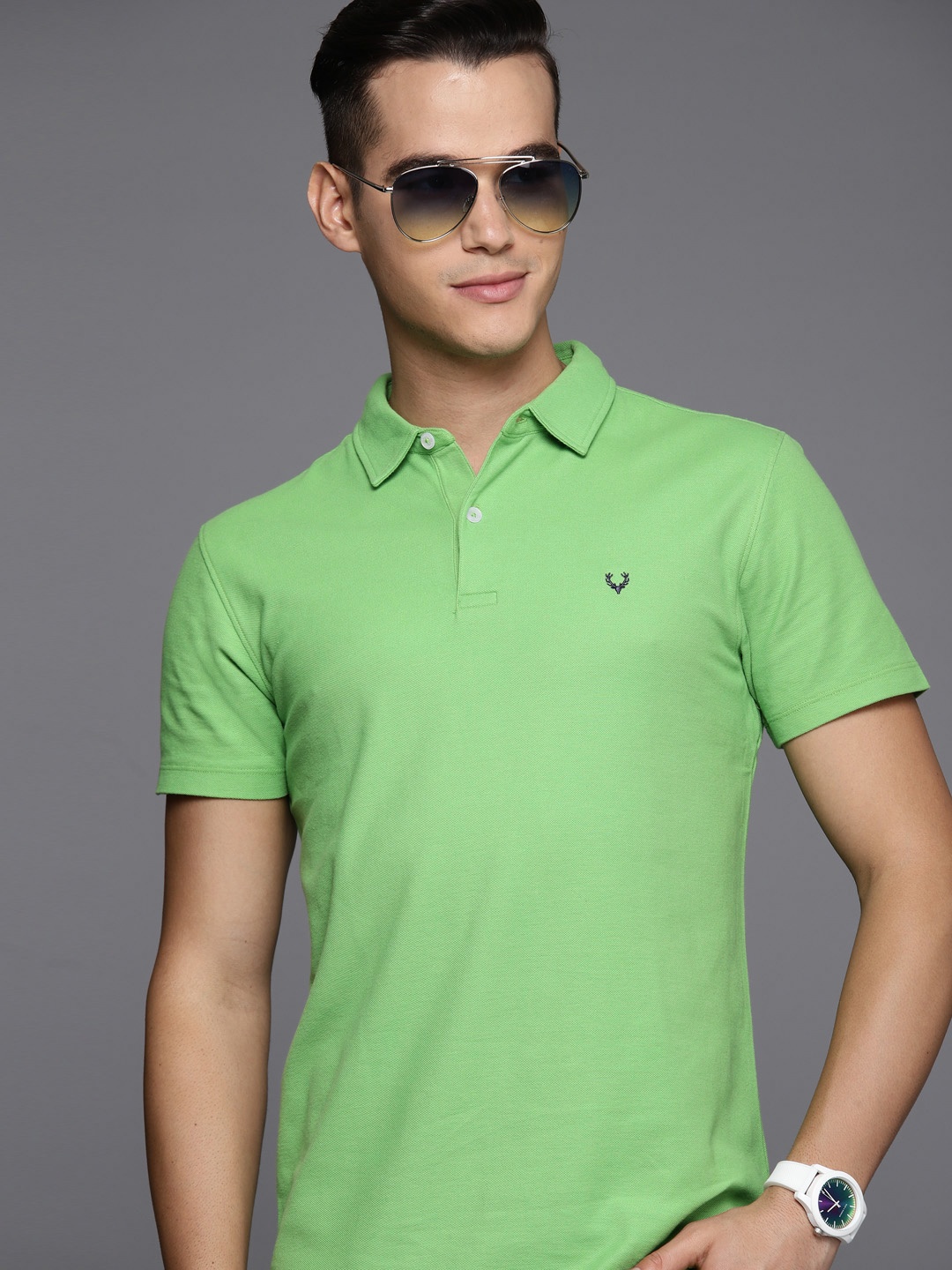 

Allen Solly Polo Collar Pure Cotton T-shirt, Green