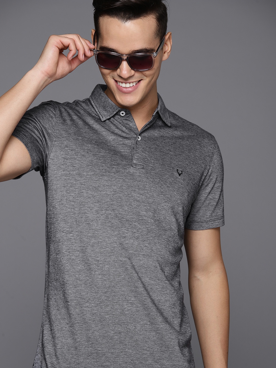 

Allen Solly Polo Collar Pure Cotton T-shirt, Charcoal