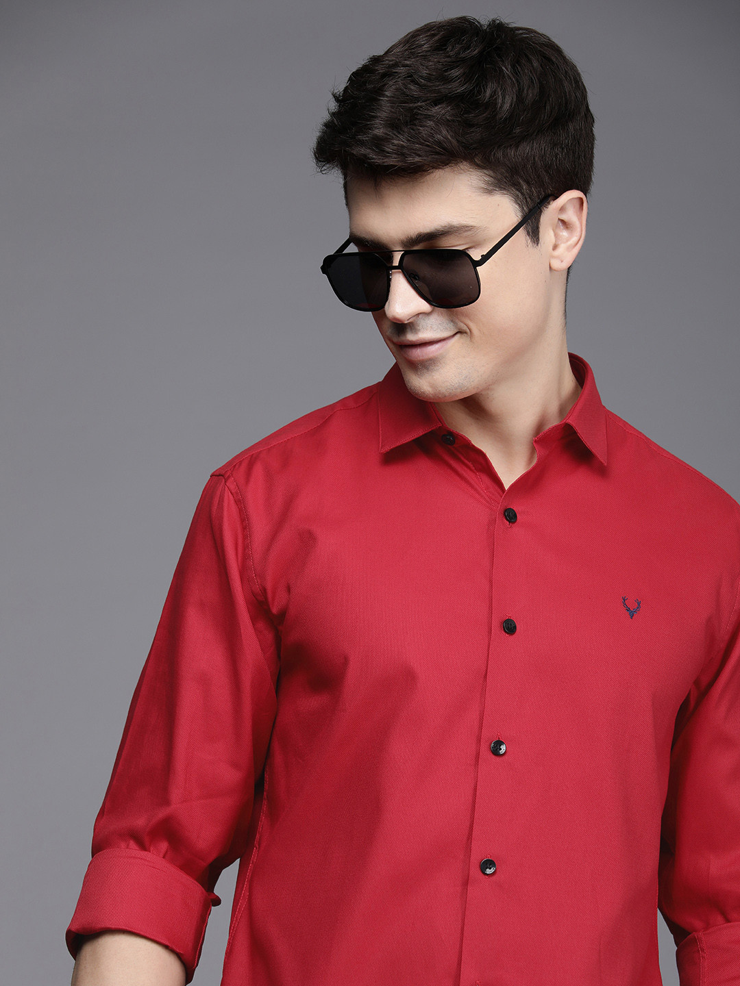 

Allen Solly Pure Cotton Solid Casual Classic Fit Shirt, Red