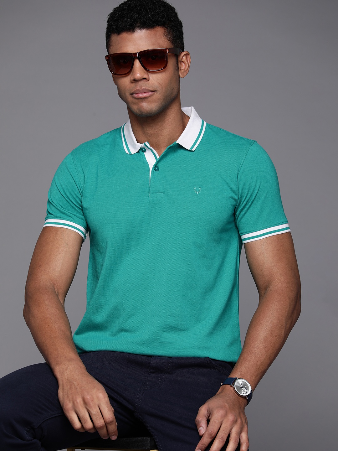 

Allen Solly Men Polo Collar T-shirt, Green