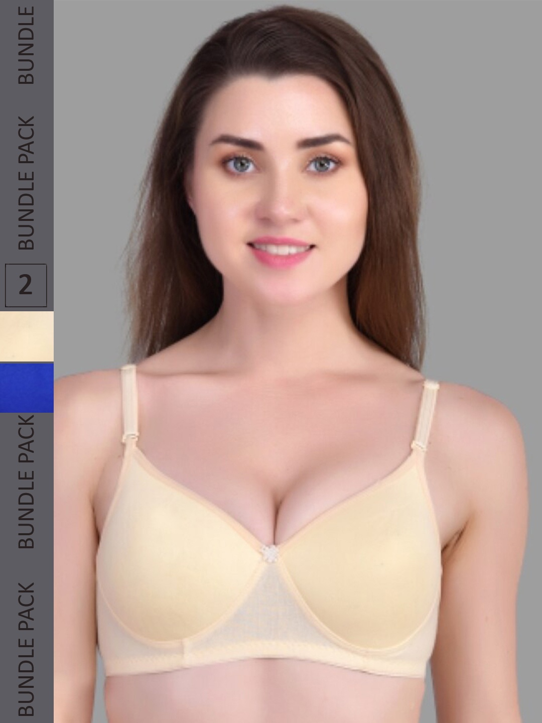 

FUNAHME Pack Of 2 Full Coverage Non Padded T-shirt Bra With All Day Comfort, Blue