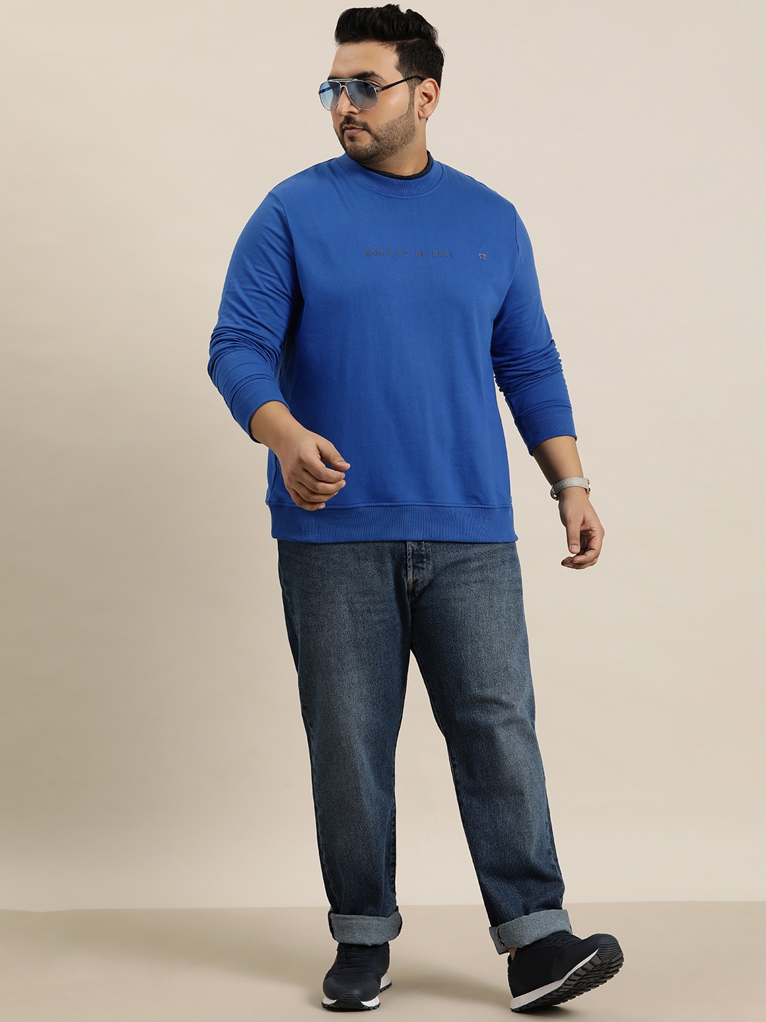 

Sztori Men Plus Size Typography Printed Sweatshirt, Blue