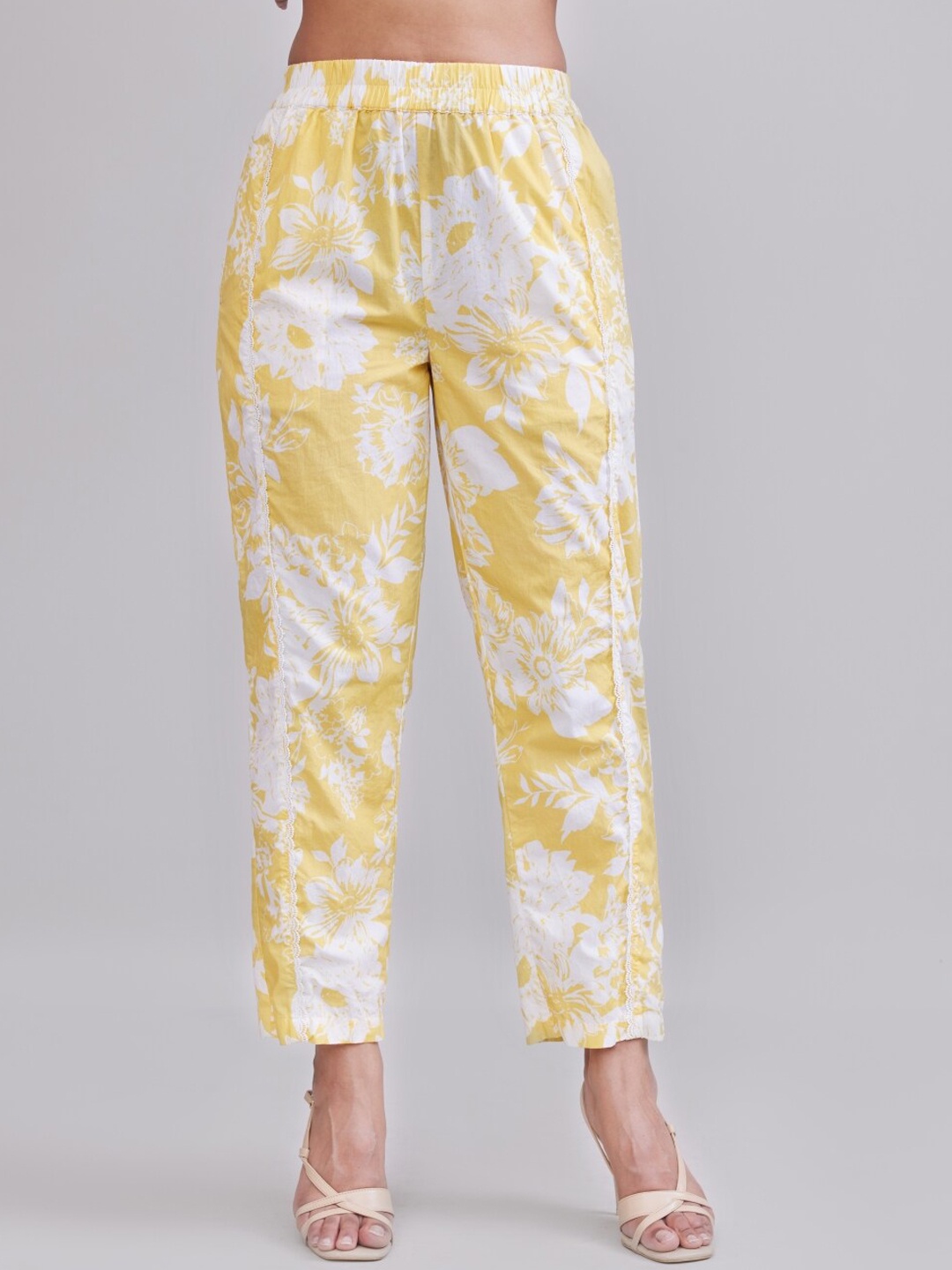 

Style Island Women Printed Cotton Trouser, Yellow