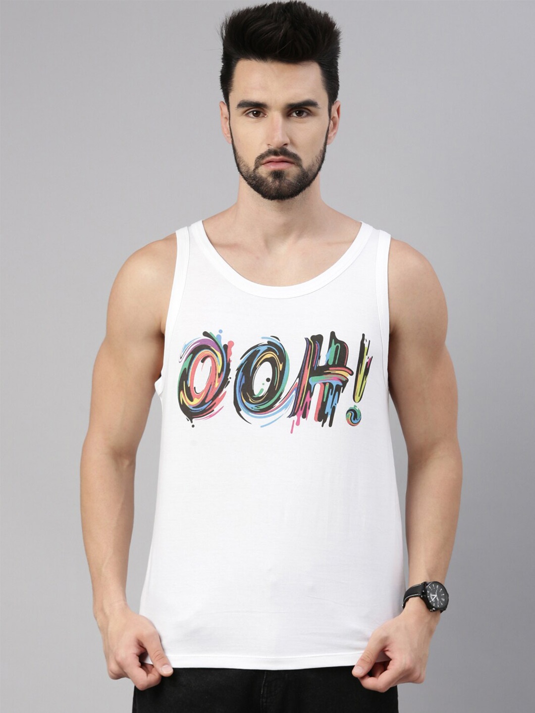 

Bushirt Typography Printed Pure Cotton T-shirt, White