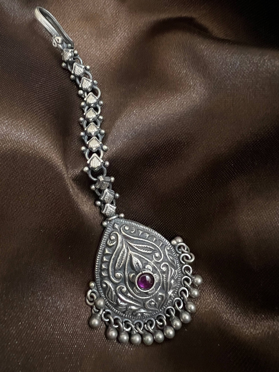 

Arte Jewels Silver Oxidised Maang Tikka