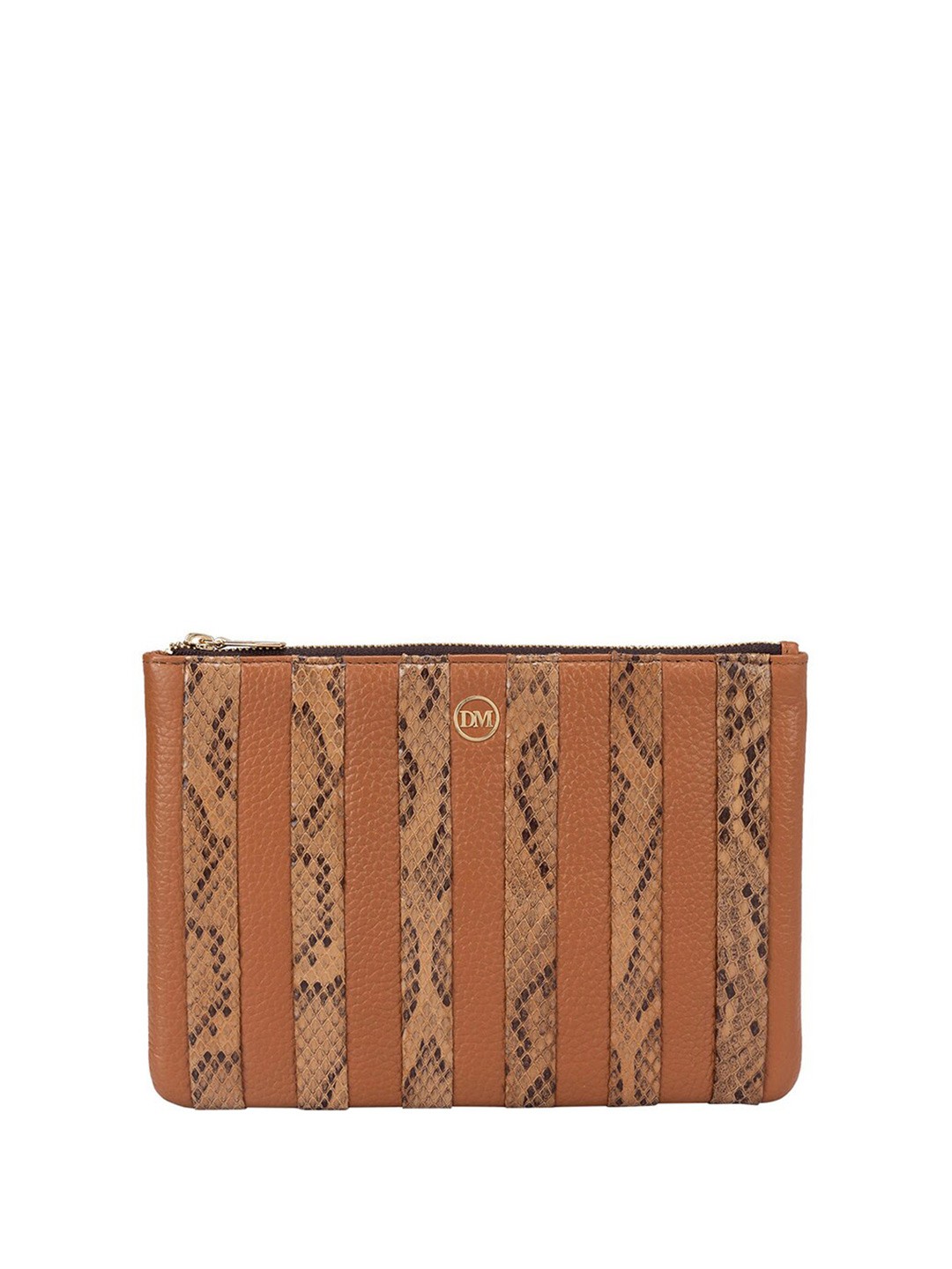 

Da Milano Women Abstract Printed Leather Zip Around Wallet, Brown