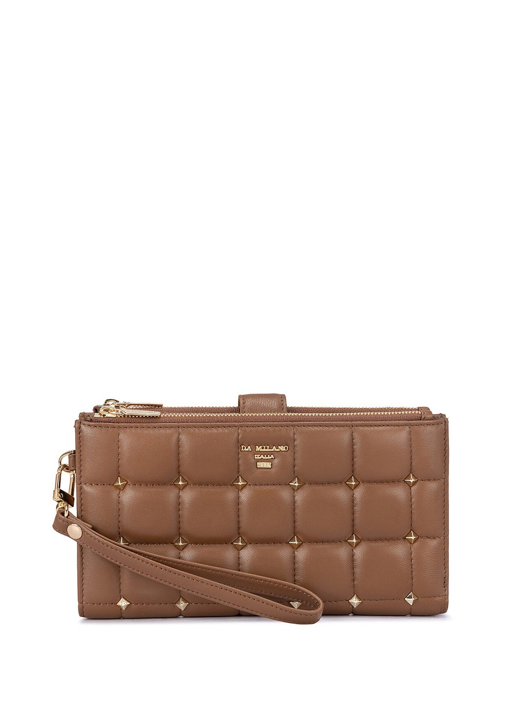 

Da Milano Women Textured Leather Two Fold Wallet, Brown