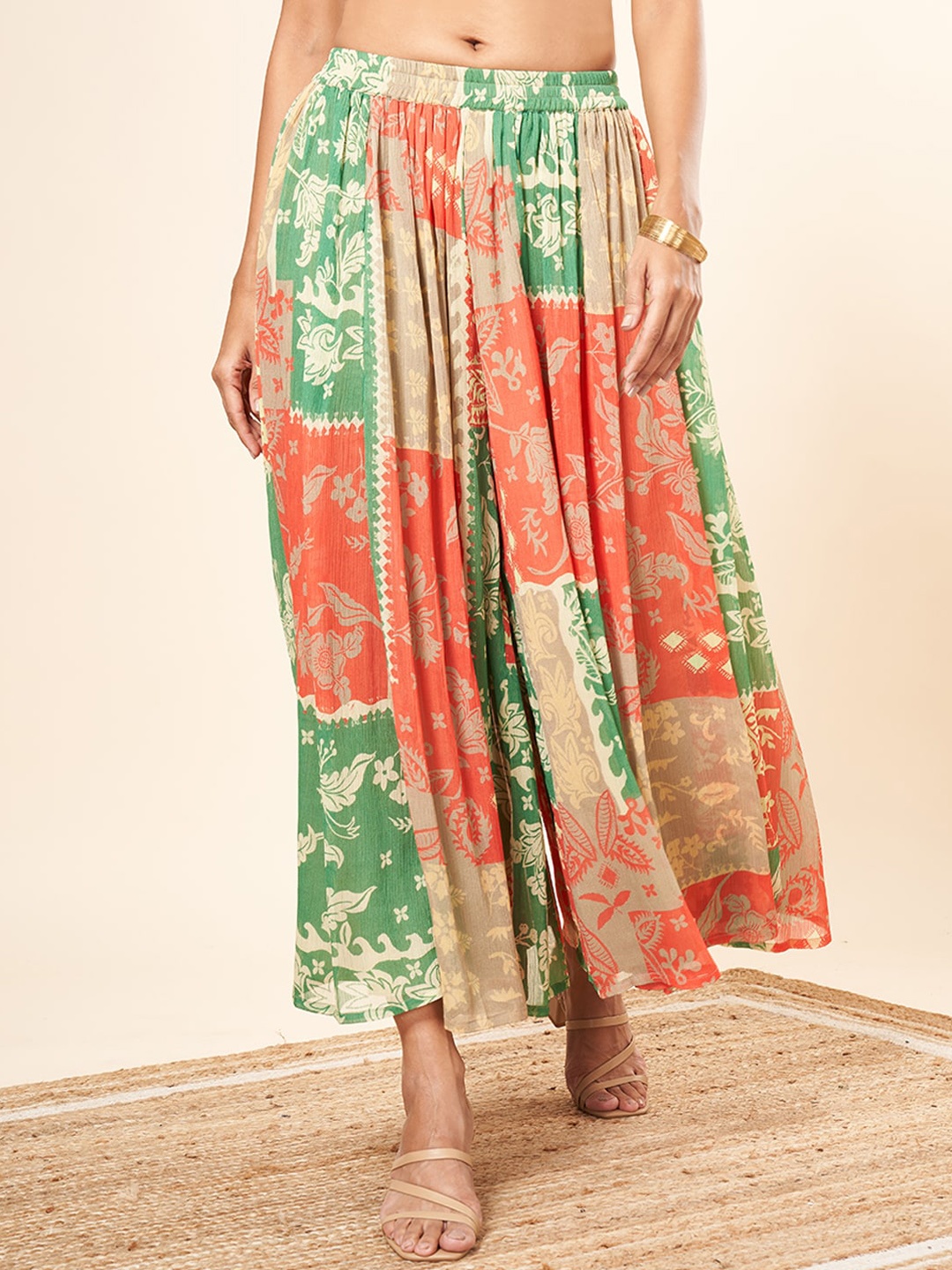 

Marigold Lane Floral Printed Wide Leg Palazzos, Multi