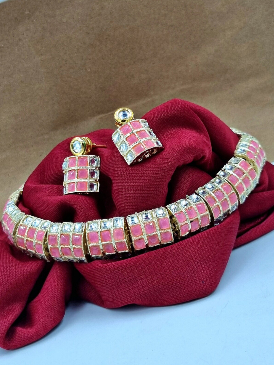 

Anouk Gold Plated Meenakari Crystal Stone Studded Jewellery Set