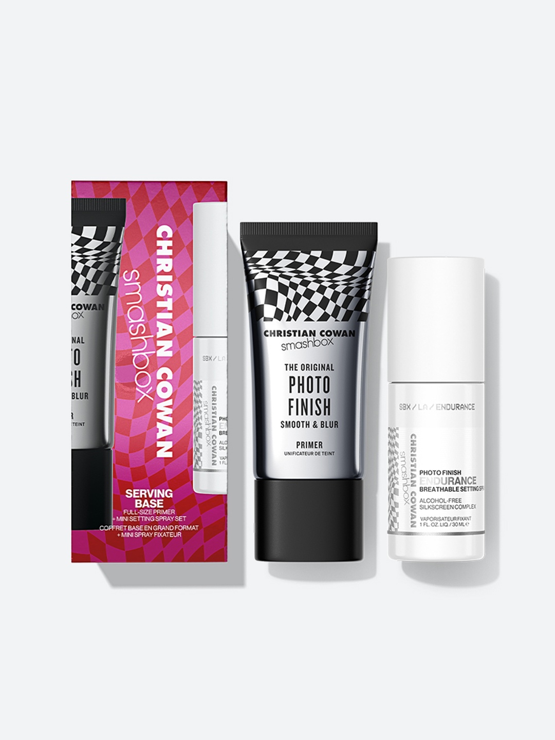 

Smashbox Christian Cowan Serving Base Full-Size Primer + Mini Setting Spray Set - 60 ml, Pink