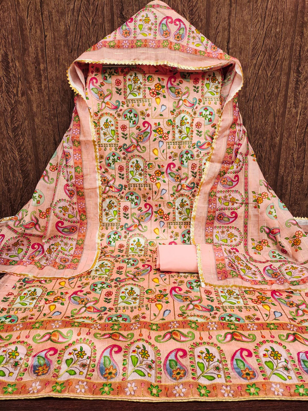 

ZEEPKART Ethnic Motifs Printed Unstitched Dress Material, Orange