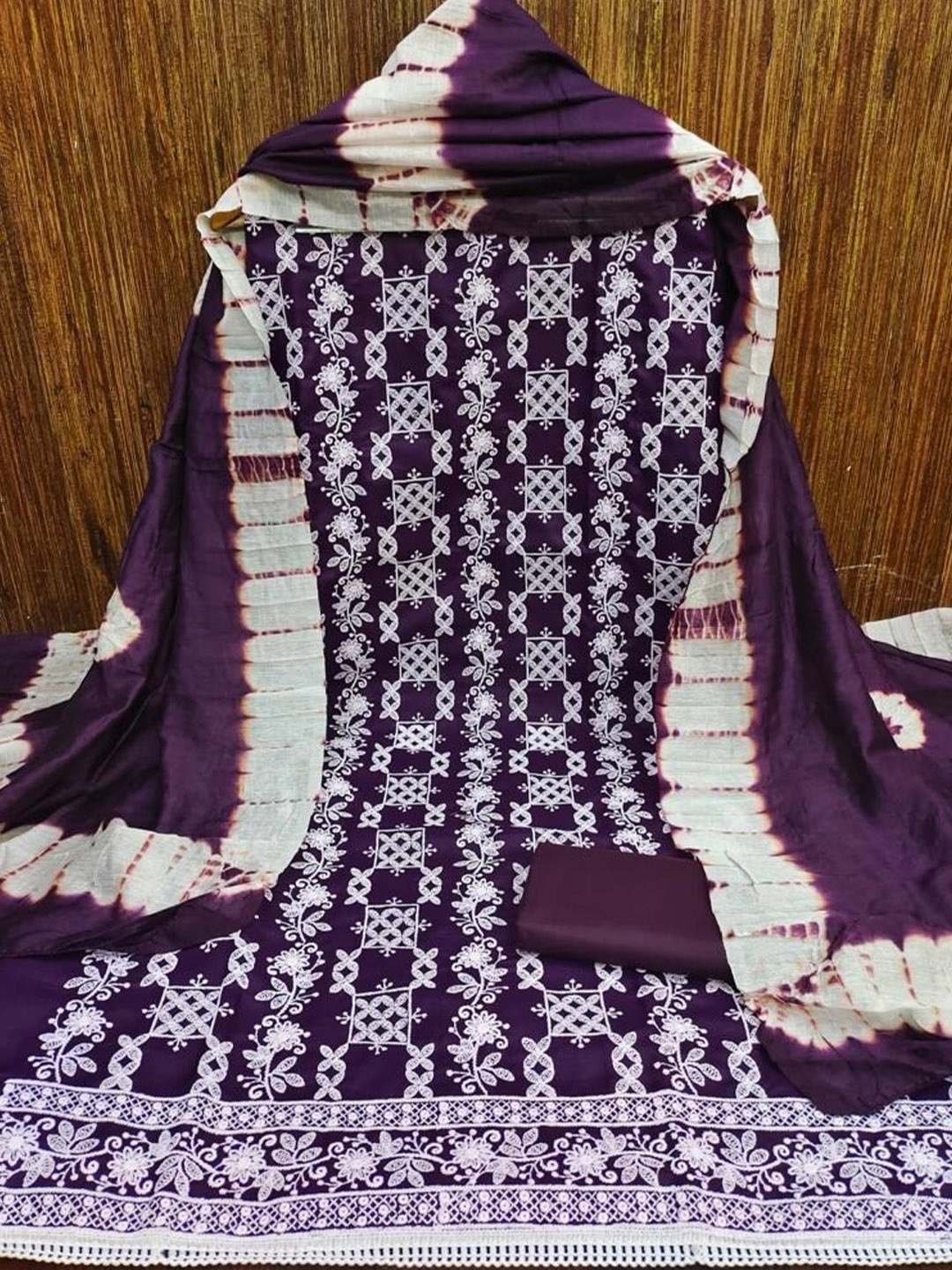 

ZEEPKART Embroidered Unstitched Dress Material, Purple