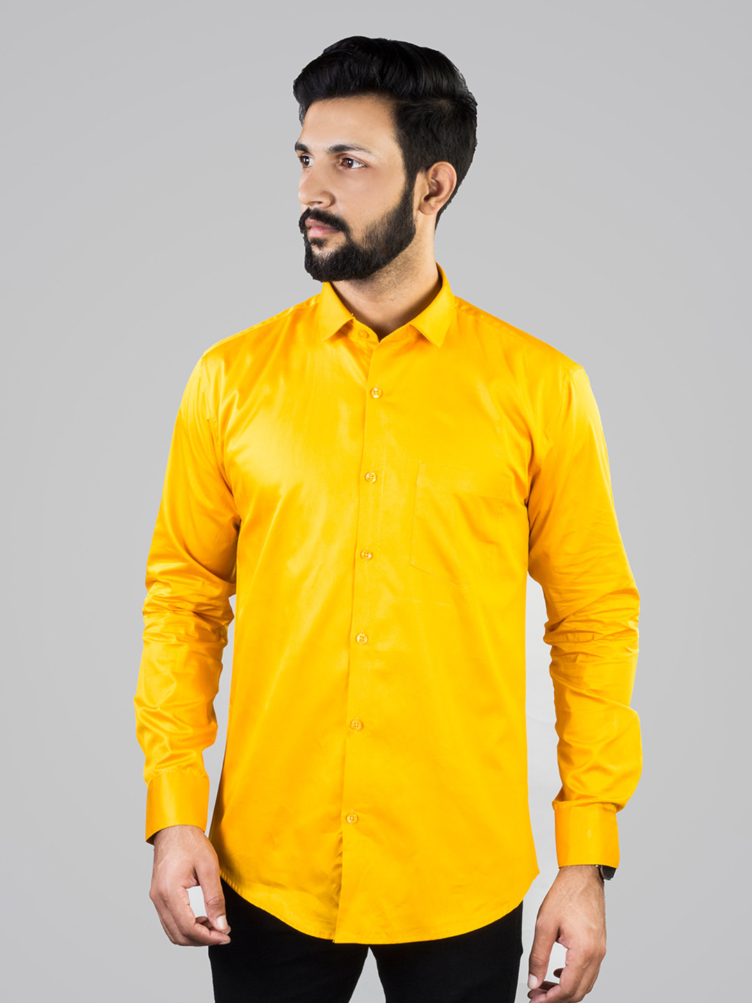 

INDIAN THREADS India Slim Slim Fit Cotton Formal Shirt, Mustard