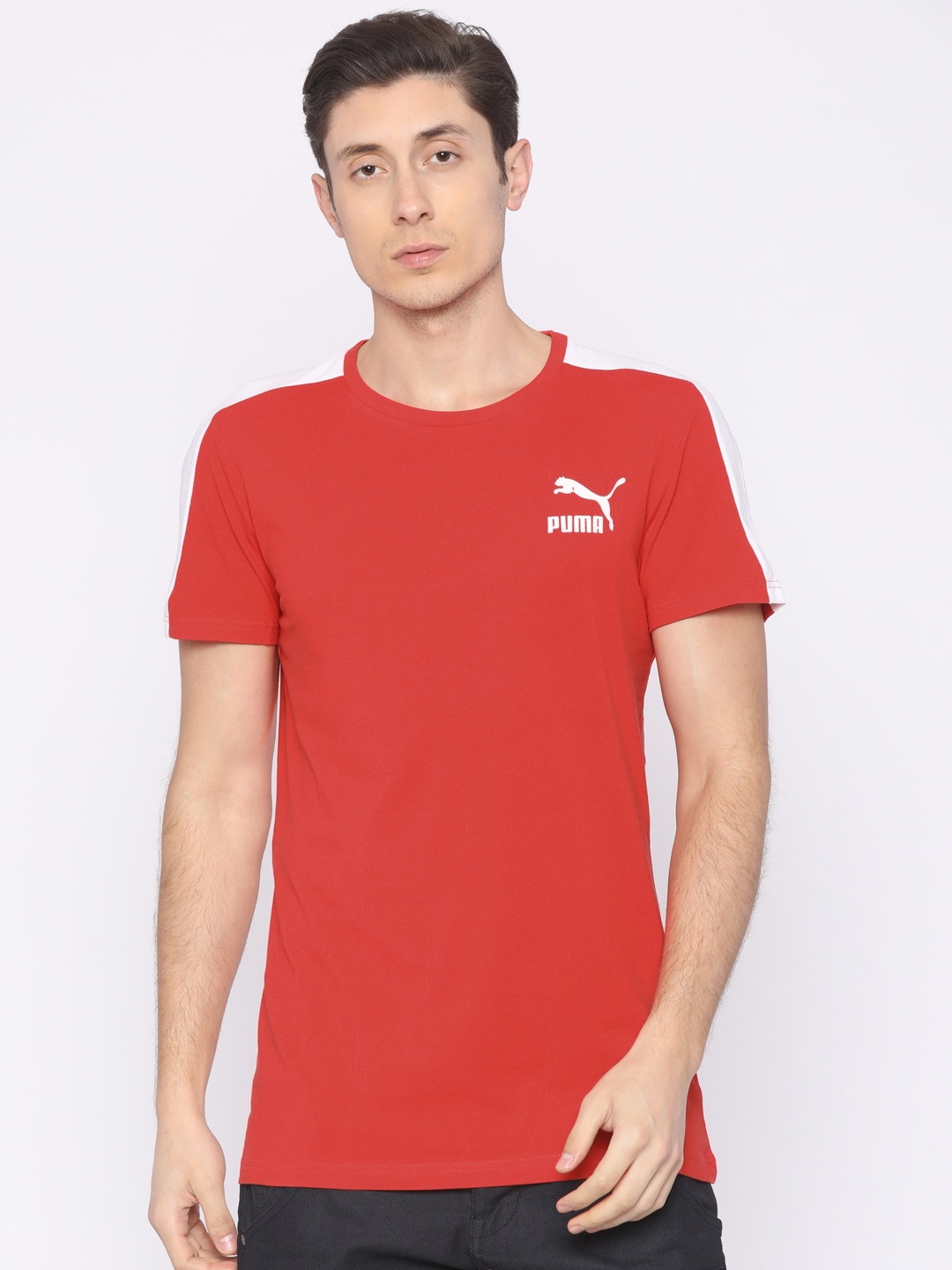

Puma Red Solid Archive T7 Stripe T-shirt