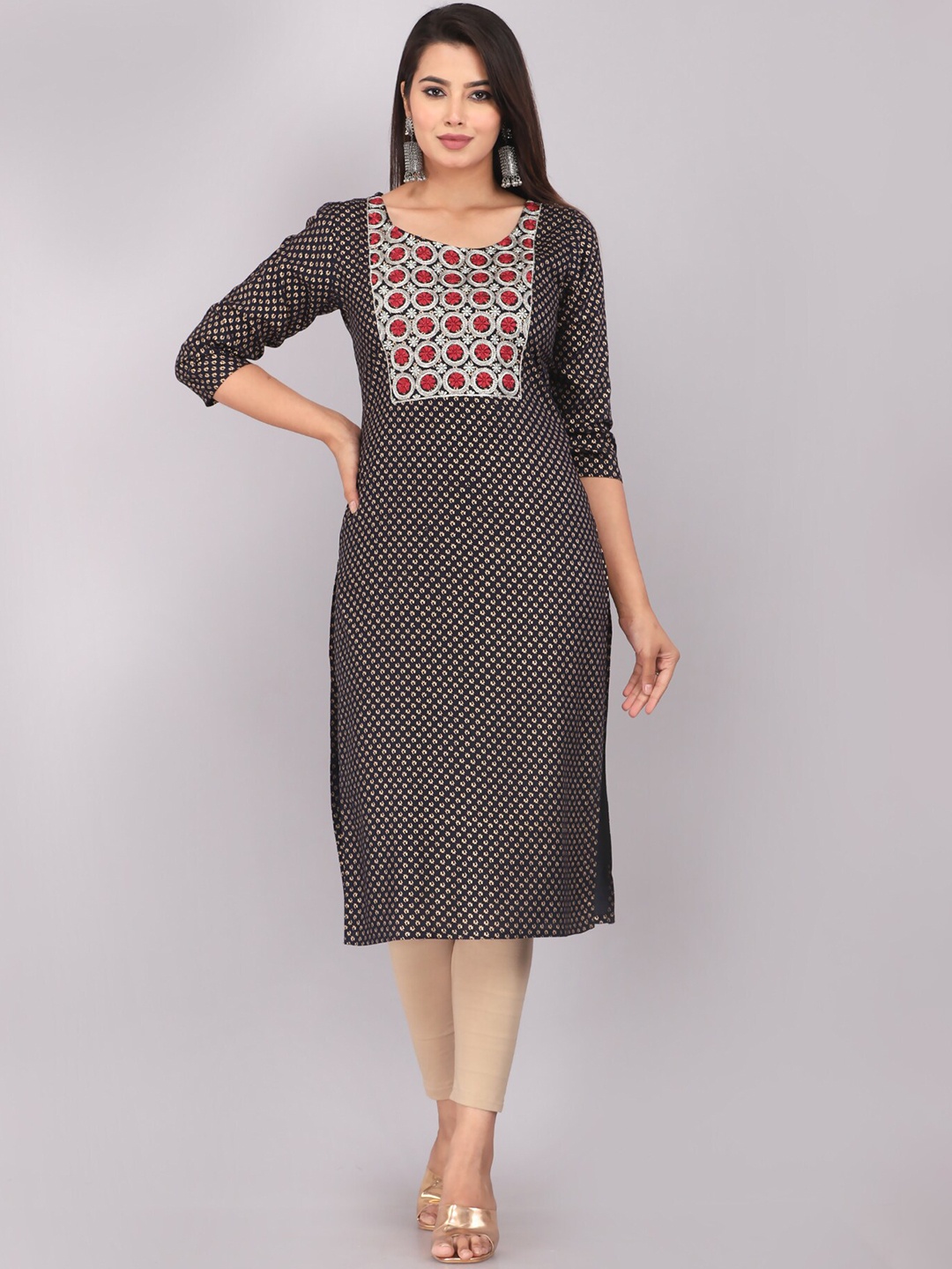 

JC4U Geometric Printed Thread Work Kurta, Blue