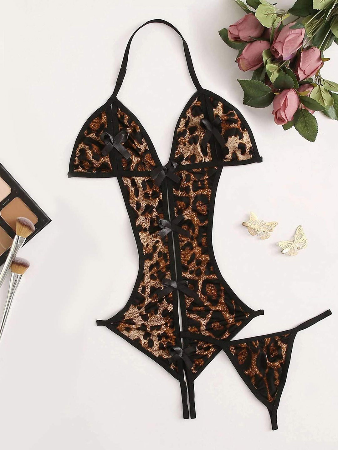 

VAGHBHATT Animal Printed Bodysuit, Brown