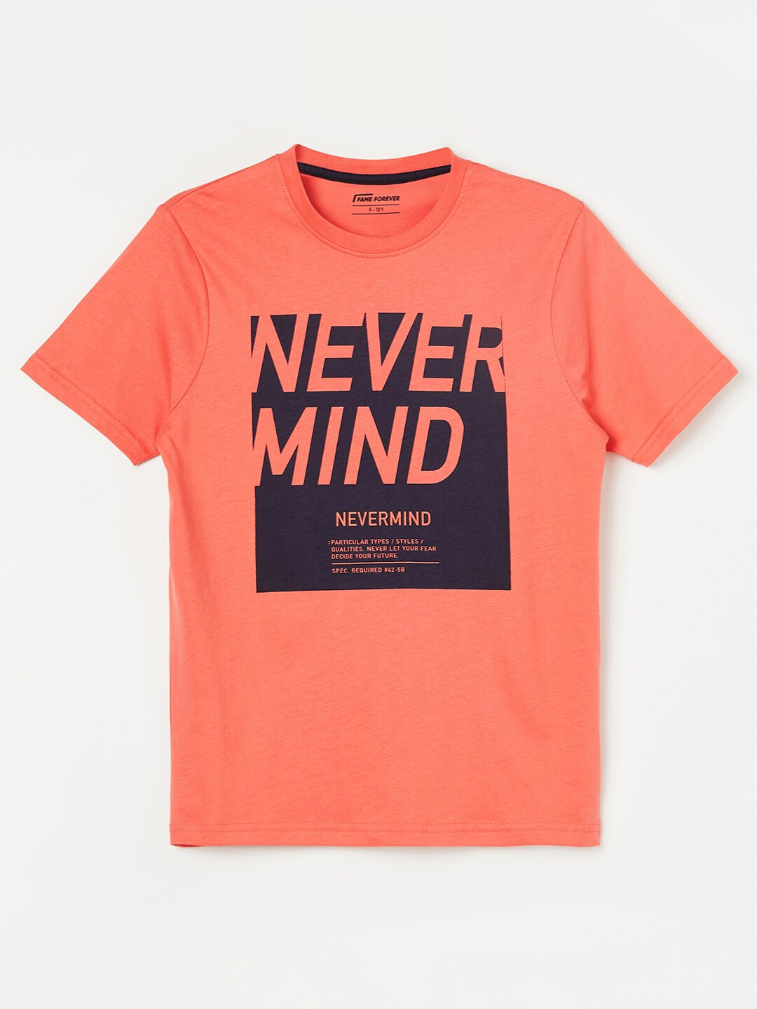 

Fame Forever by Lifestyle Boys Typography Printed Pure Cotton Regular T-shirt, Coral
