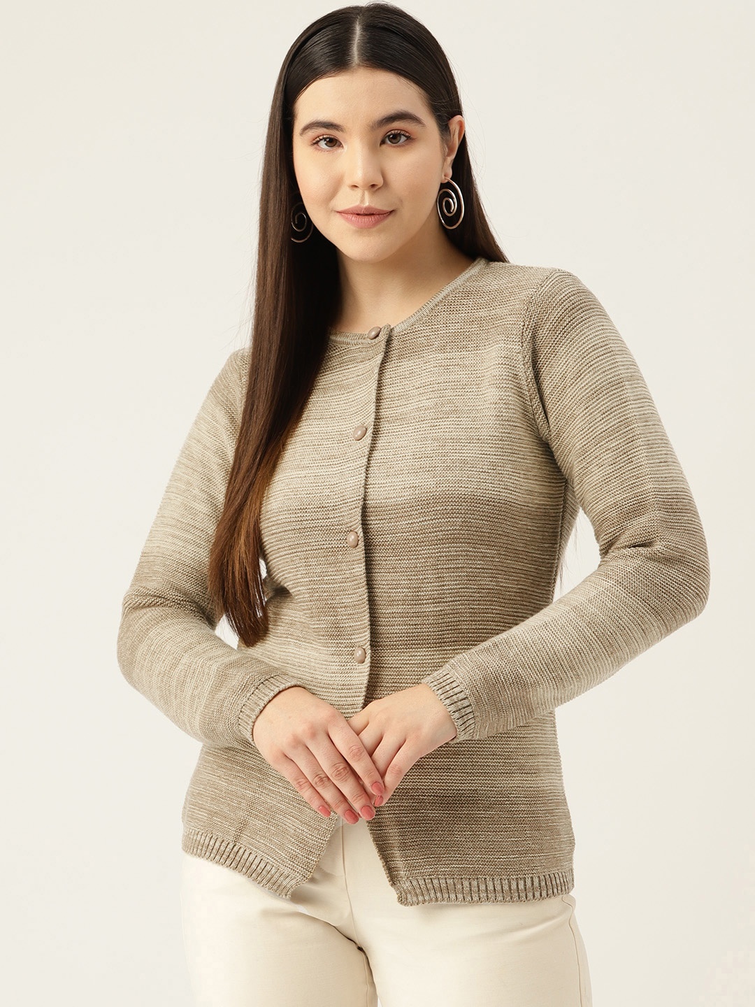 

American Eye Striped Cardigan, Beige