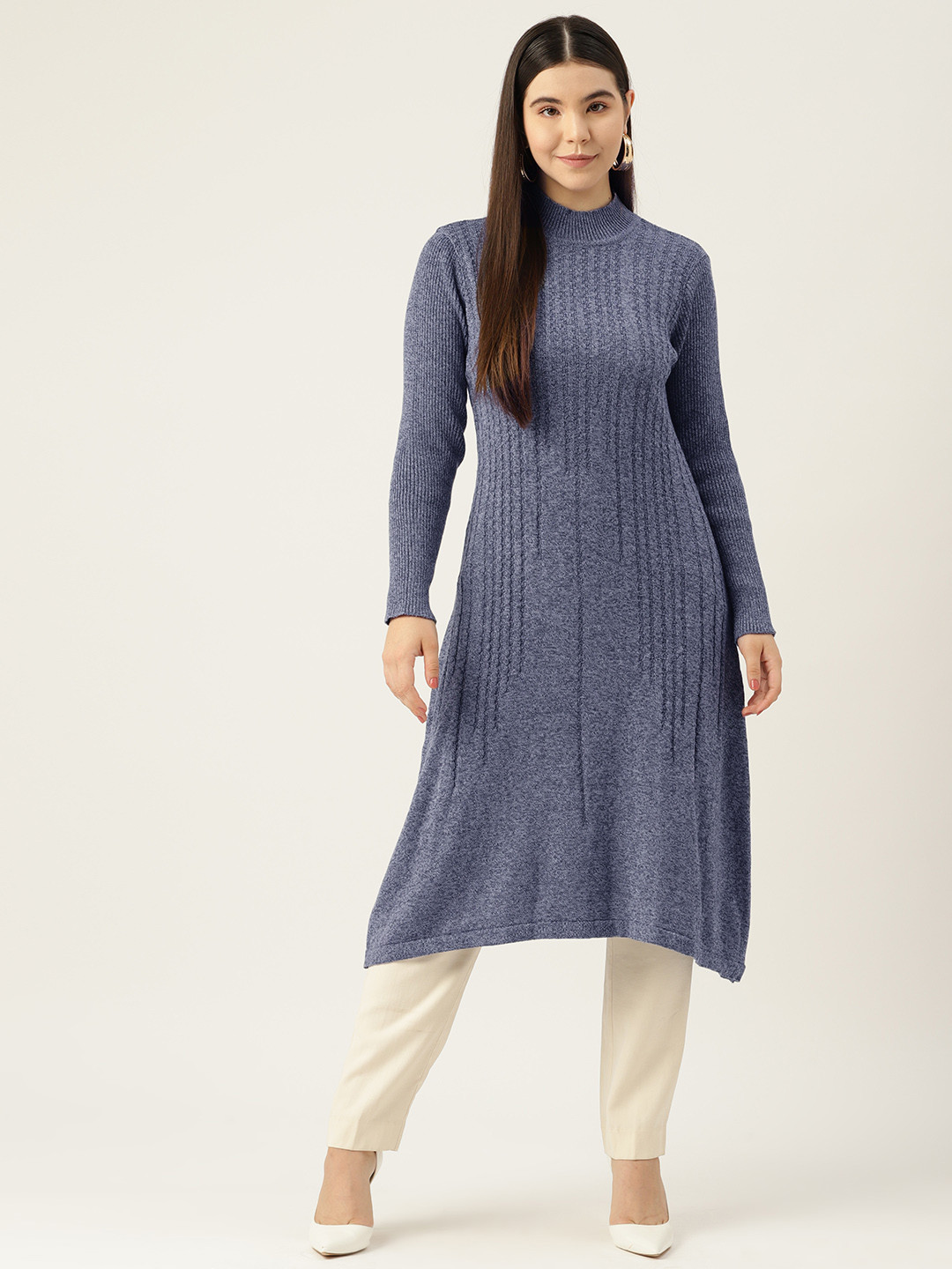 

American Eye Woven Design Winter Kurta, Blue