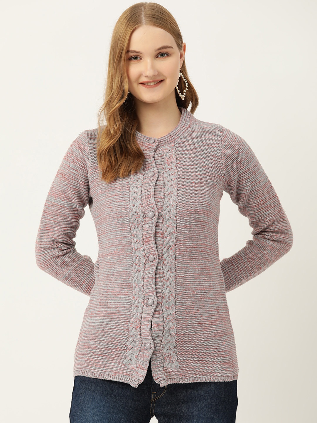 

American Eye Women Solid Cardigan, Grey