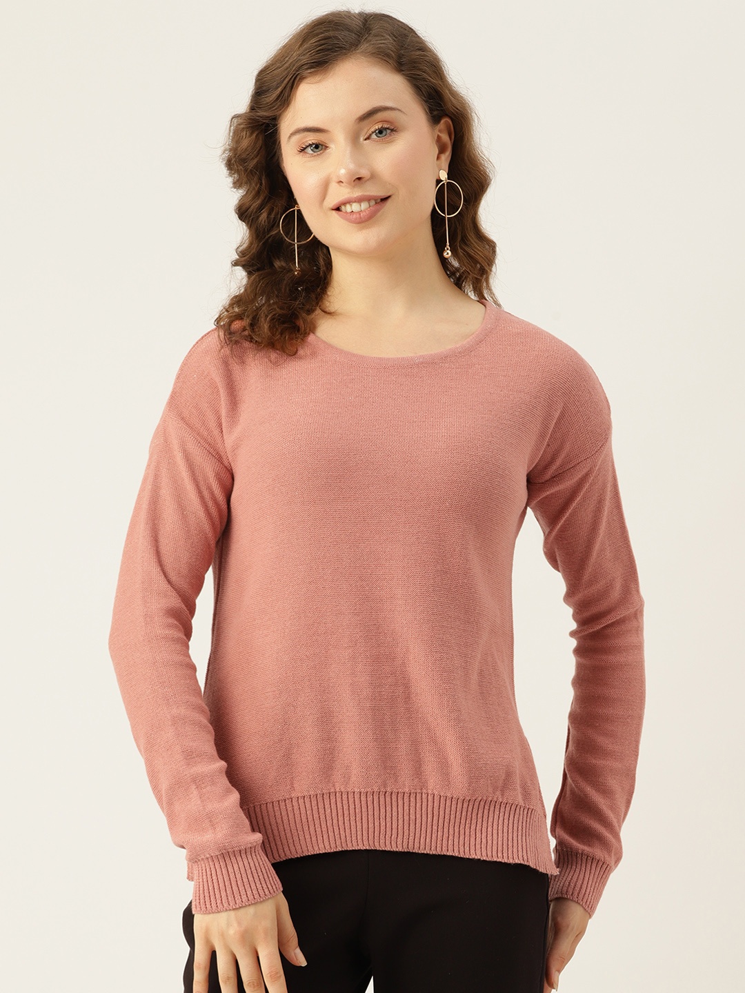 

American Eye Women Solid Pullover, Peach