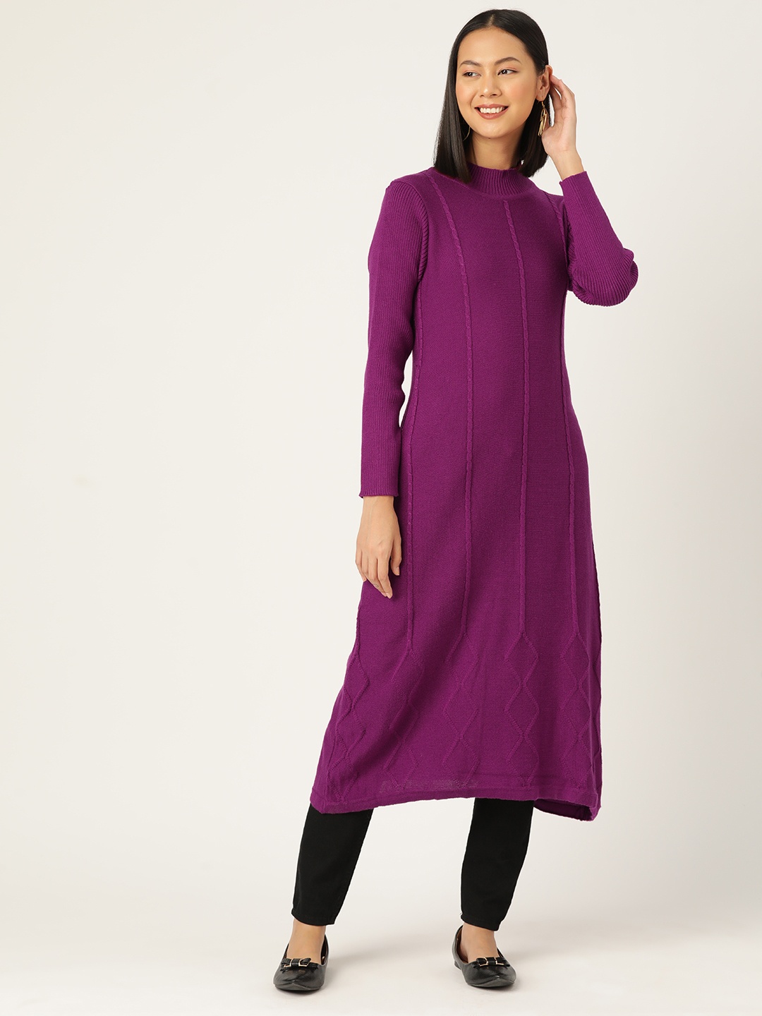 

American Eye Acrylic Winter Kurta, Purple