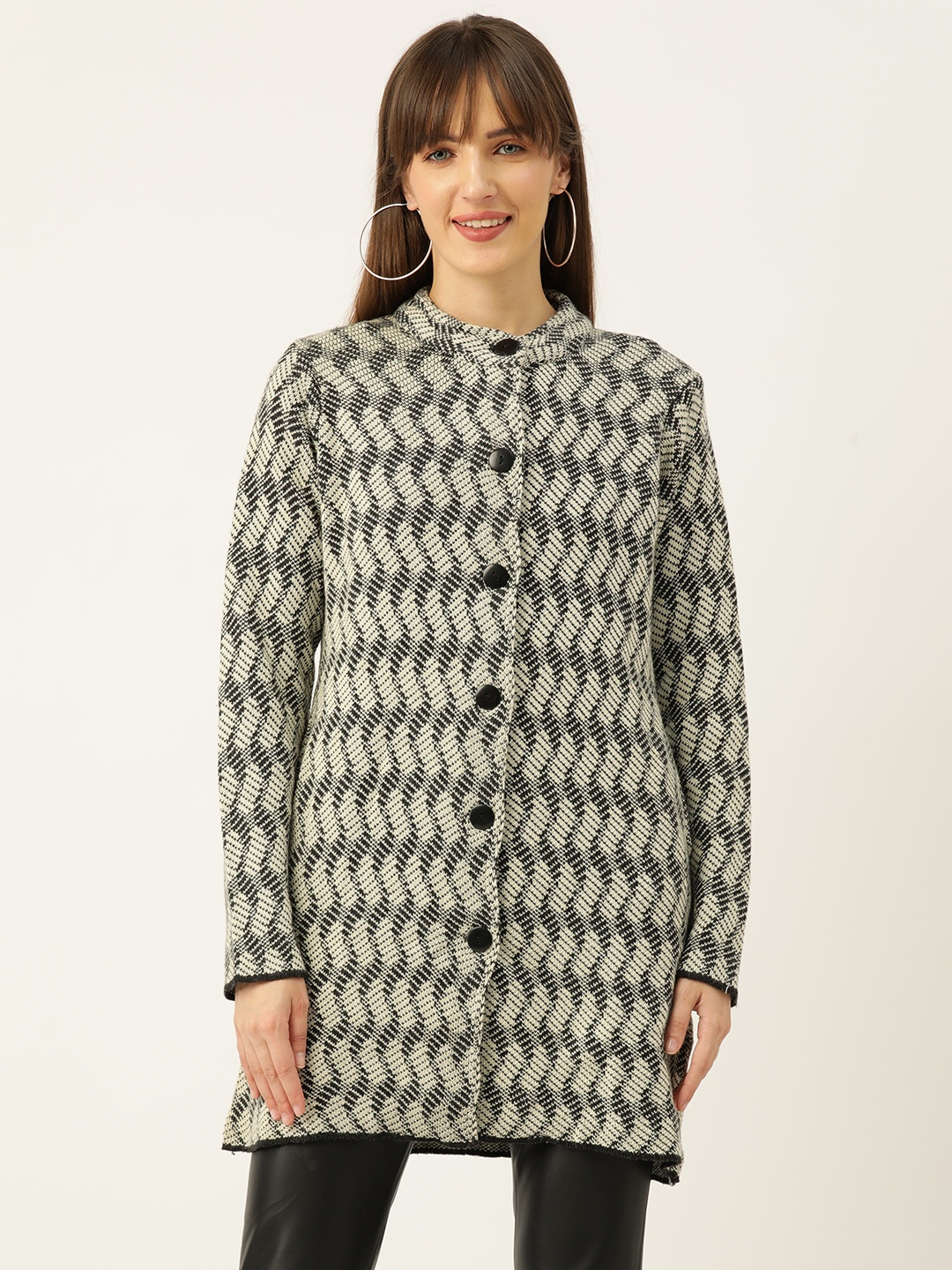 

American Eye Geometric Longline Cardigan, Charcoal