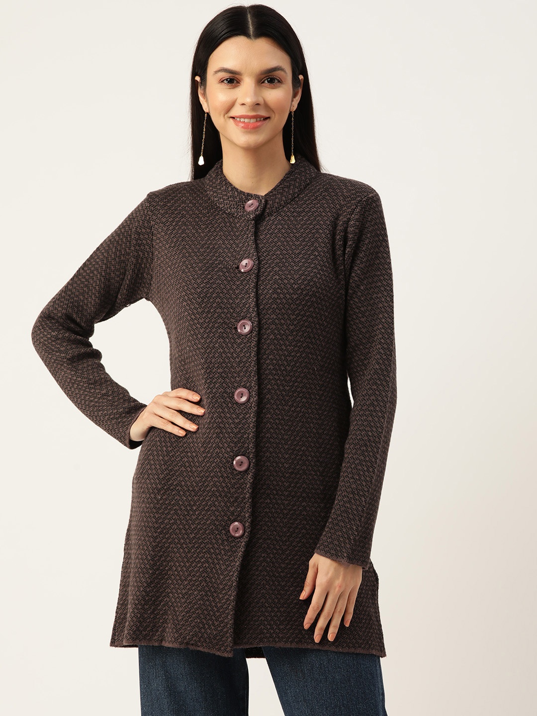

American Eye Chevron Longline Cardigan, Brown