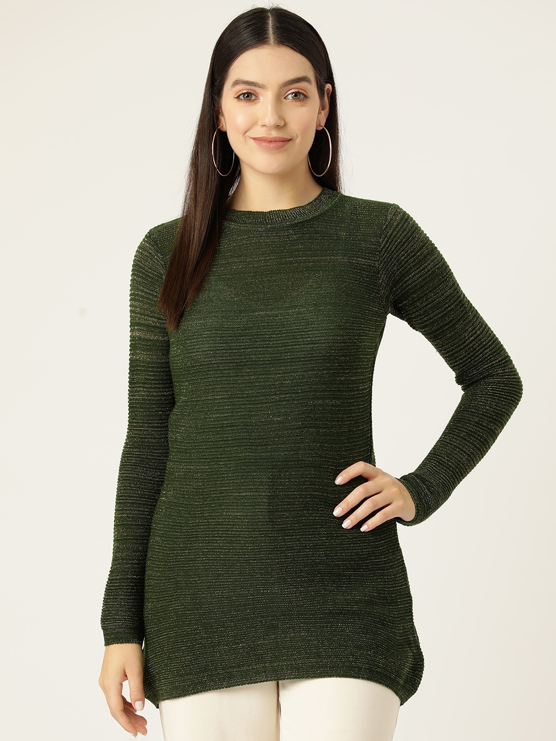 

American Eye Sparky Detail Longline Pullover, Green