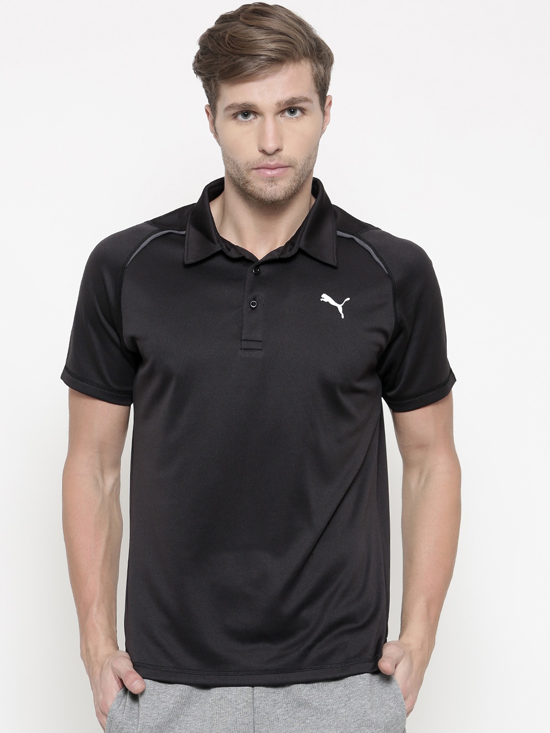 

Puma Black LIGA Sideline Polo Football T-shirt
