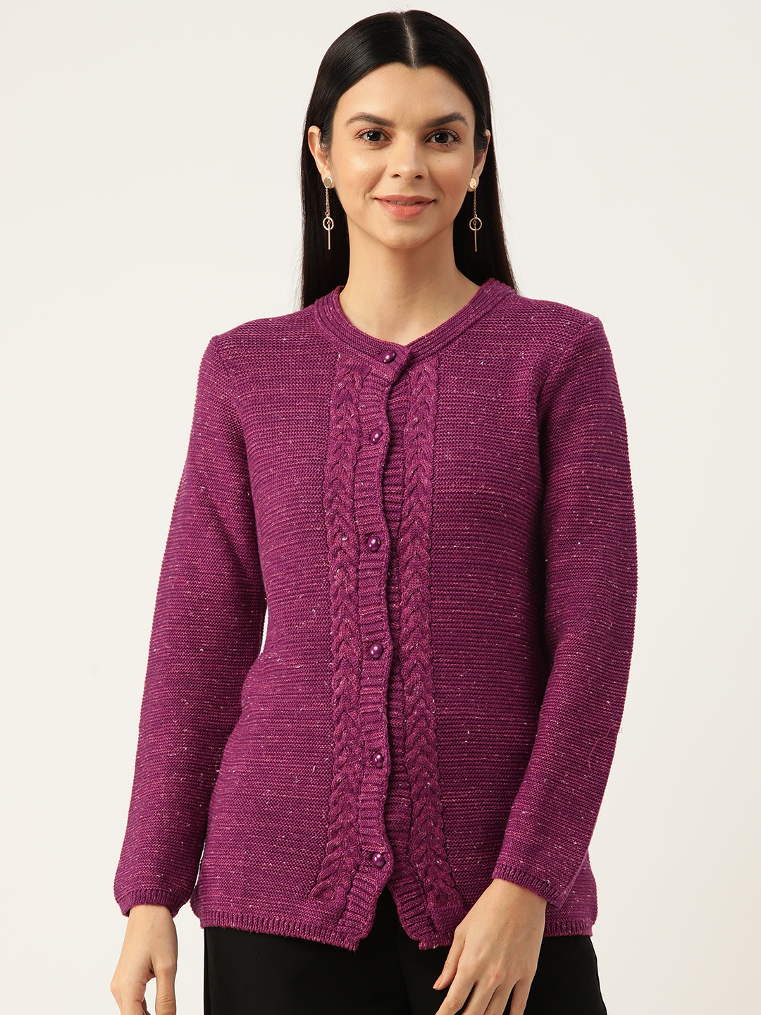 

American Eye Acrylic Speckled Cardigan, Magenta
