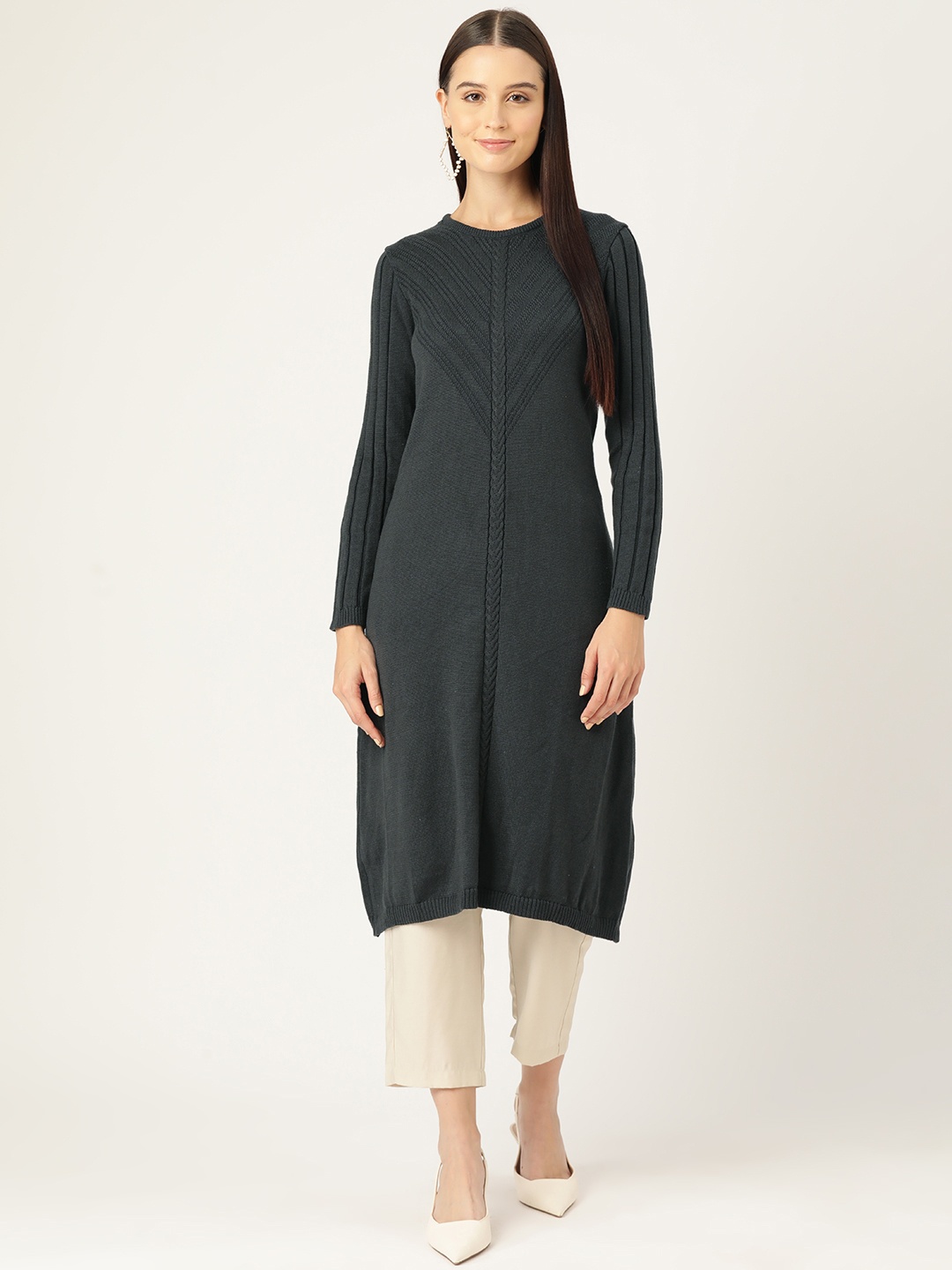 

American Eye Acrylic Self-Design Winter Kurta, Charcoal