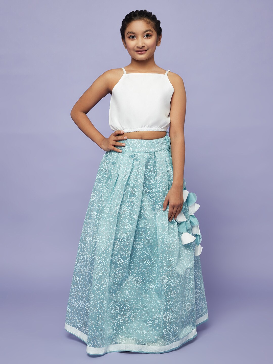 

Aks Kids Girls Ready to Wear Lehenga With Blouse, Blue