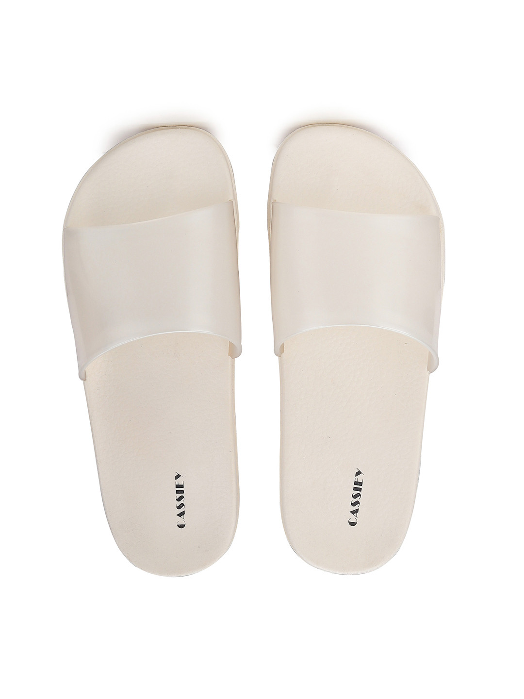 

CASSIEY Women Open Toe Slip-On Sliders, White