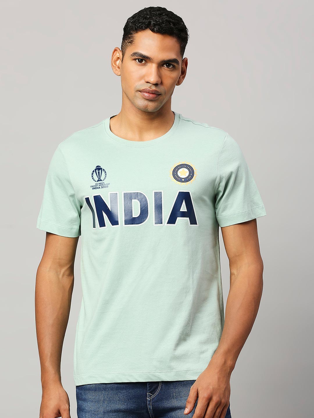 

FanCode Typography Printed Bio Finish Cotton Sports T-shirt, Blue