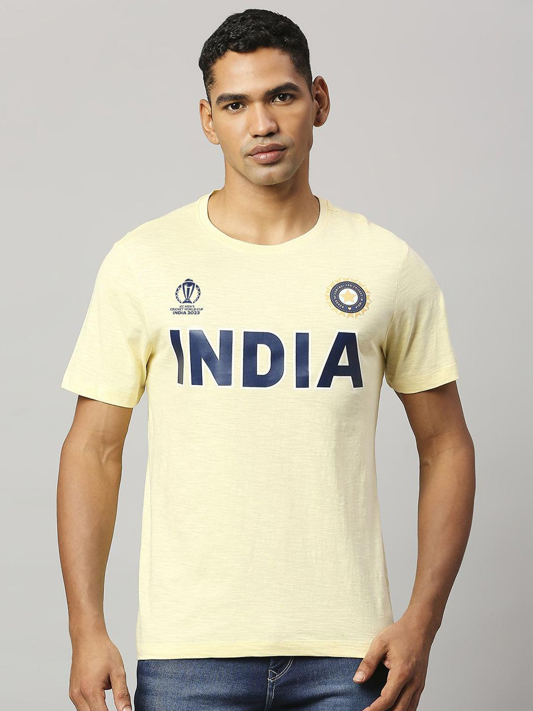 

FanCode Typography Printed Bio Finish Cotton Sports T-shirt, Yellow