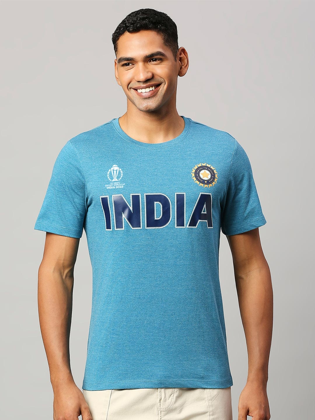 

FanCode Typography Printed Moisture Wicking Sports T-shirt, Blue